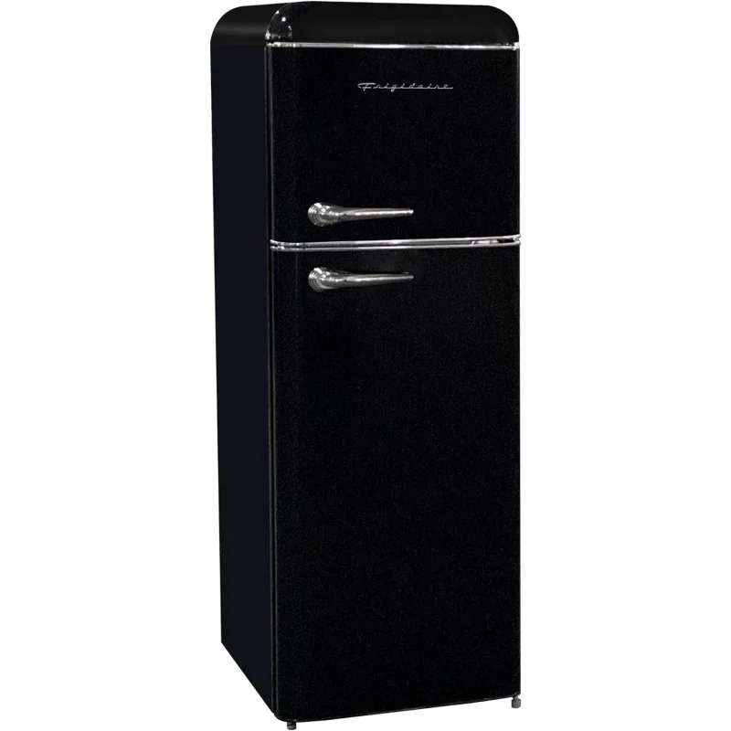 QWFRIGIDAIRE EFR756-BLACK EFR756, 2-дверный холодильник в стиле ретро с морозильной камерой, хромированные ручки, 7,5 куб. футов, черный