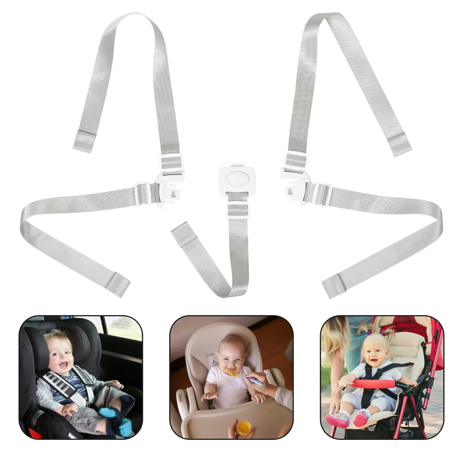 

Children's Dining Chair Safety Belt Seat Straps Kids Five-point White Nylon Webbing Toddler Toddlers Toys