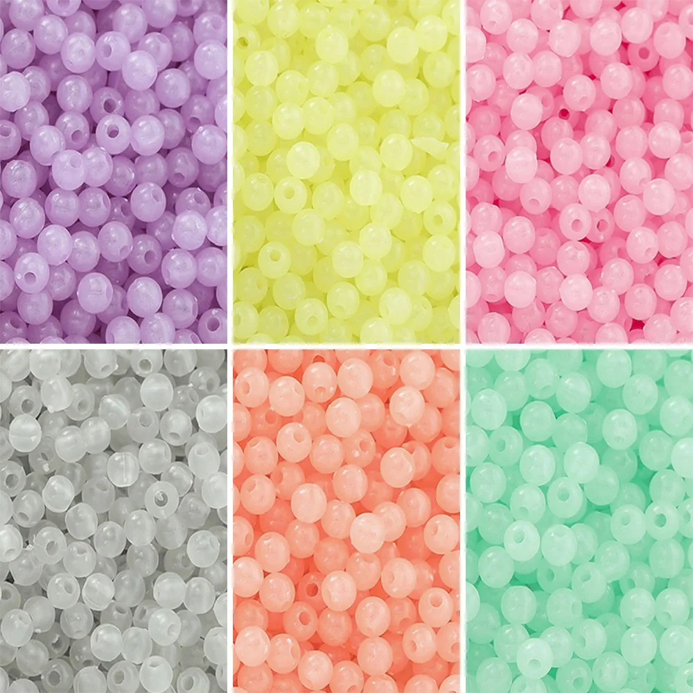 

20g/Lot 4mm Acrylic Round Bead Luminous Glow In The Dark Loose Spacer Bead for Jewelry Marking DIY Necklace Bracelet