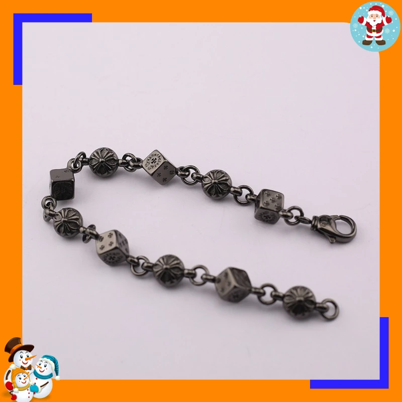 New Bracelet Personalized Black Cross Flower Dice Men and Women Couple Hipster Versatile Gift Retro Jewelry