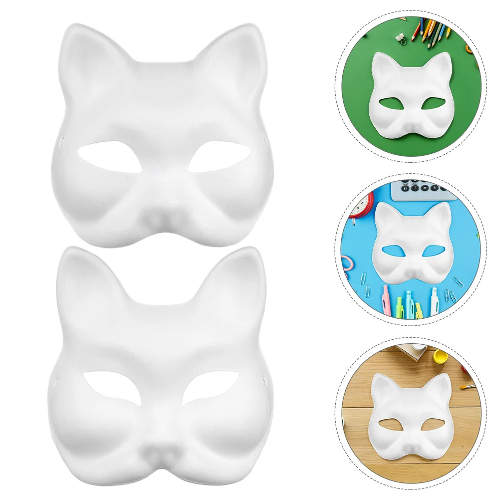 

8Pcs DIY Paintable Blank Fox Cat Paper Animal Masks Unpainted White Masks for Halloween Masquerade Cosplay Party