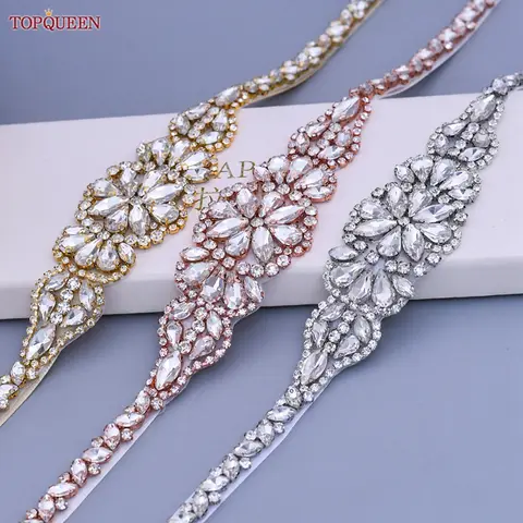 TOPQUEEN S489 Brudbälte för Dam Fest Kväll Bröllopsklänningar Glittriga Strass Applikationer Skärp Brudar Kvinnliga Accessoarer 10 best sales strassbälten för aftonklänningar - №9