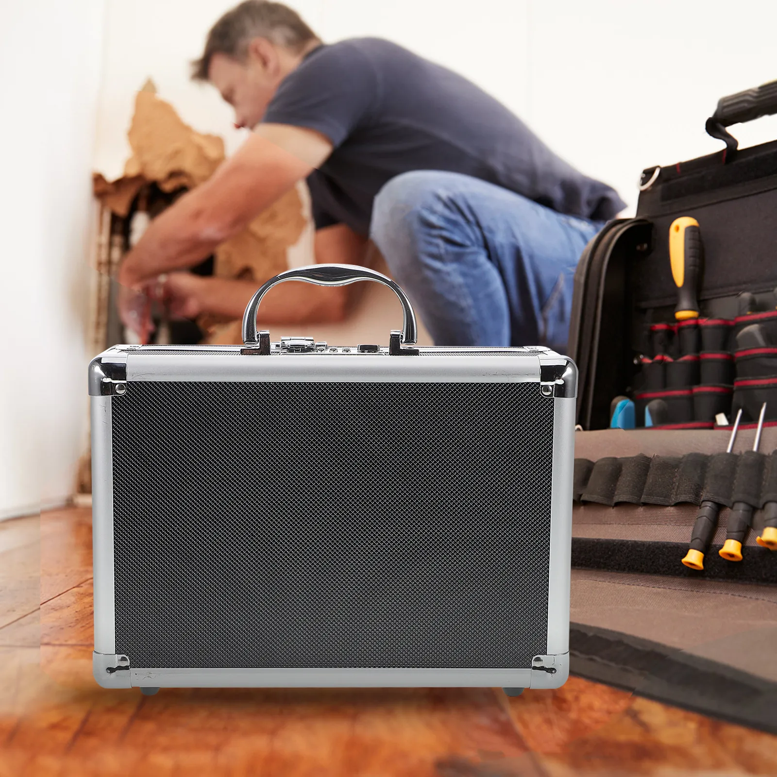 Metal Toolbox Aluminum Alloy Portable Storage Box Lockable Tool Organizer Home Use Storage Box with Handle Tools Containers