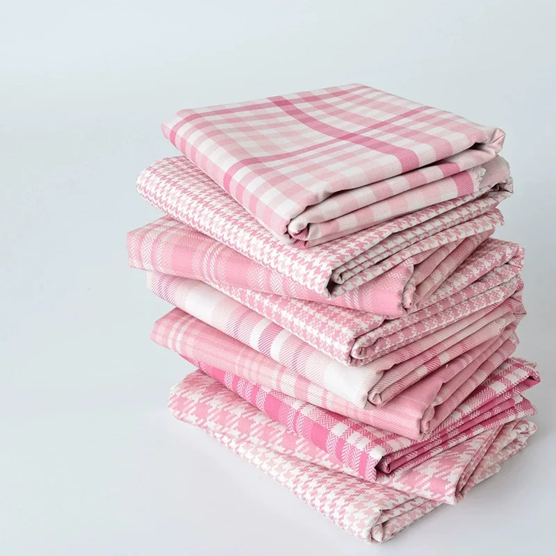 100% Cotton Fabric Handmade Clothing Home Sheet JK Fabric Pink Plaid Cotton For Sewing Dress 50x145cm