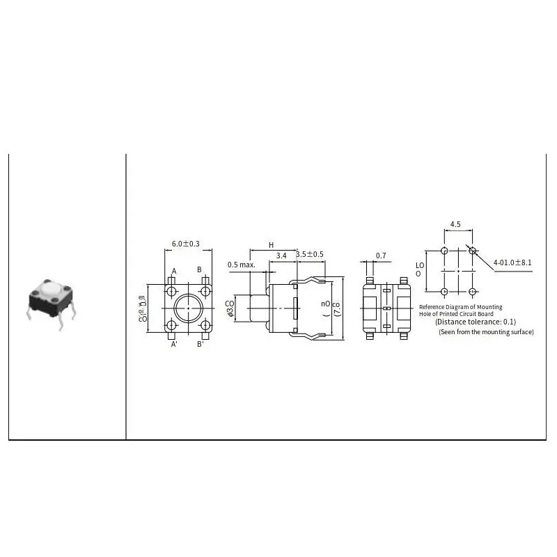 22PCS/LOTS Original Japan Tactile Switch 6*6*4.3 Direct Insertion 4 Pins EVQPAE04M Pushbutton Micro Long Life