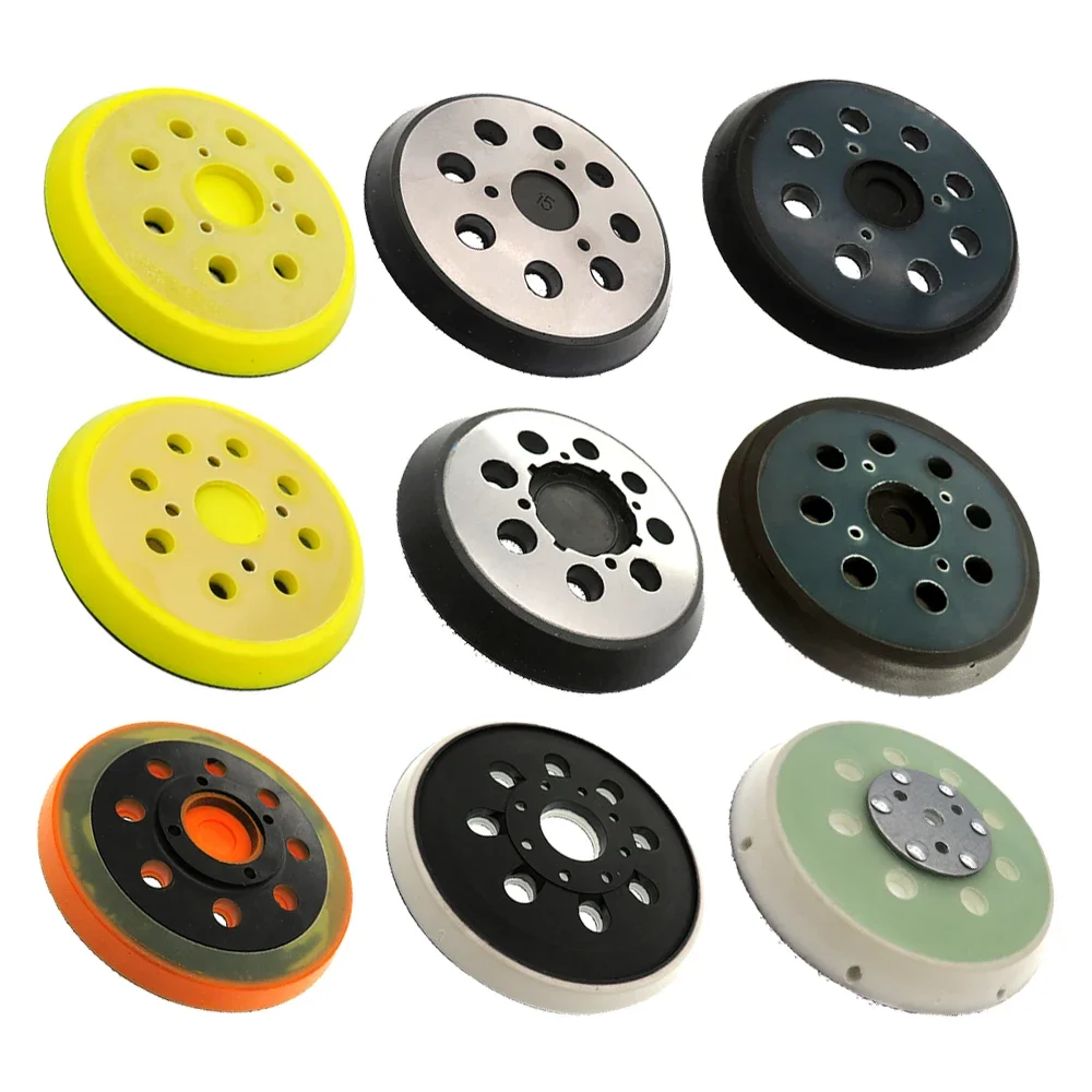 Plato de soporte de 5 pulgadas (125 mm) con 8 orificios para discos de lijado de gancho y bucle, almohadillas y abrasivos de calidad superior, herramientas eléctricas para lijadora orbital aleatoria