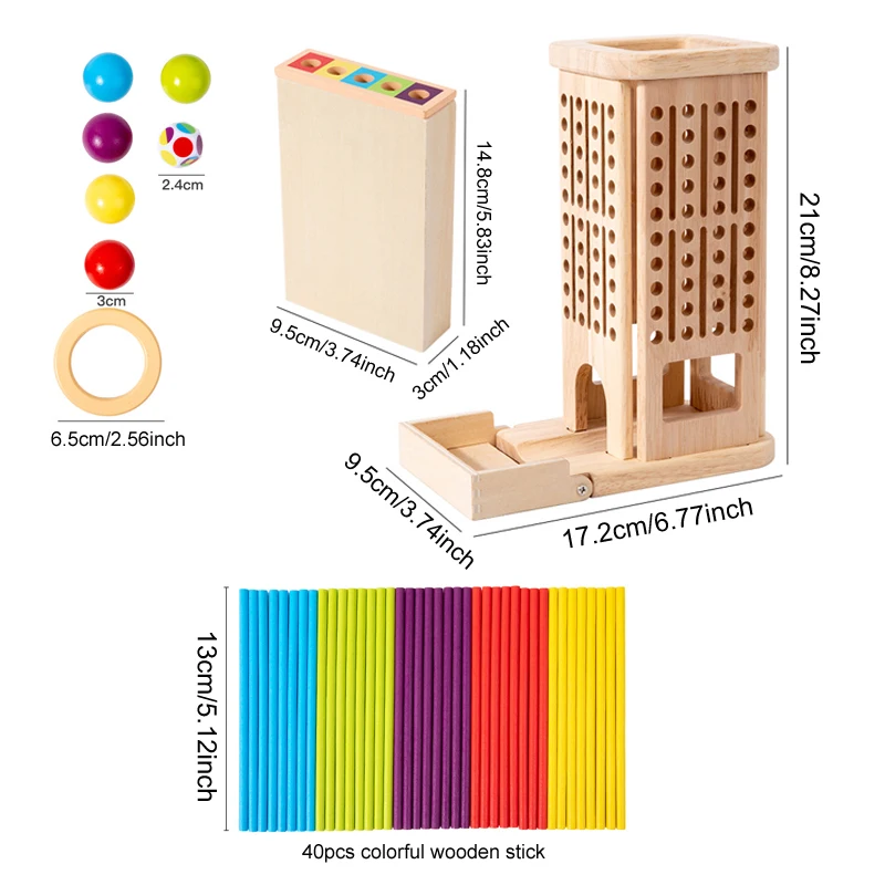 Jeu de tour et bâton en bois 3 en 1, jouets d'éducation précoce arithmétique Montessori, formation à la réflexion, jouet interactif Parent-enfant, cadeaux