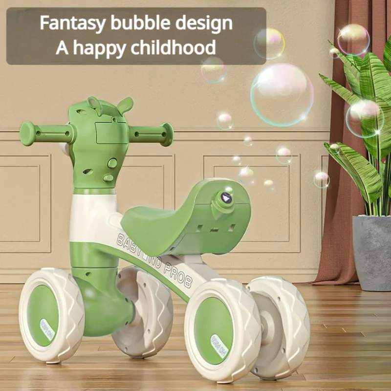 Baby Balance Bike with Bubble Machine for Boys Girls Toddlers Kids Bikes with Music & Lights No Pedal Gift Toys 1-3 Years