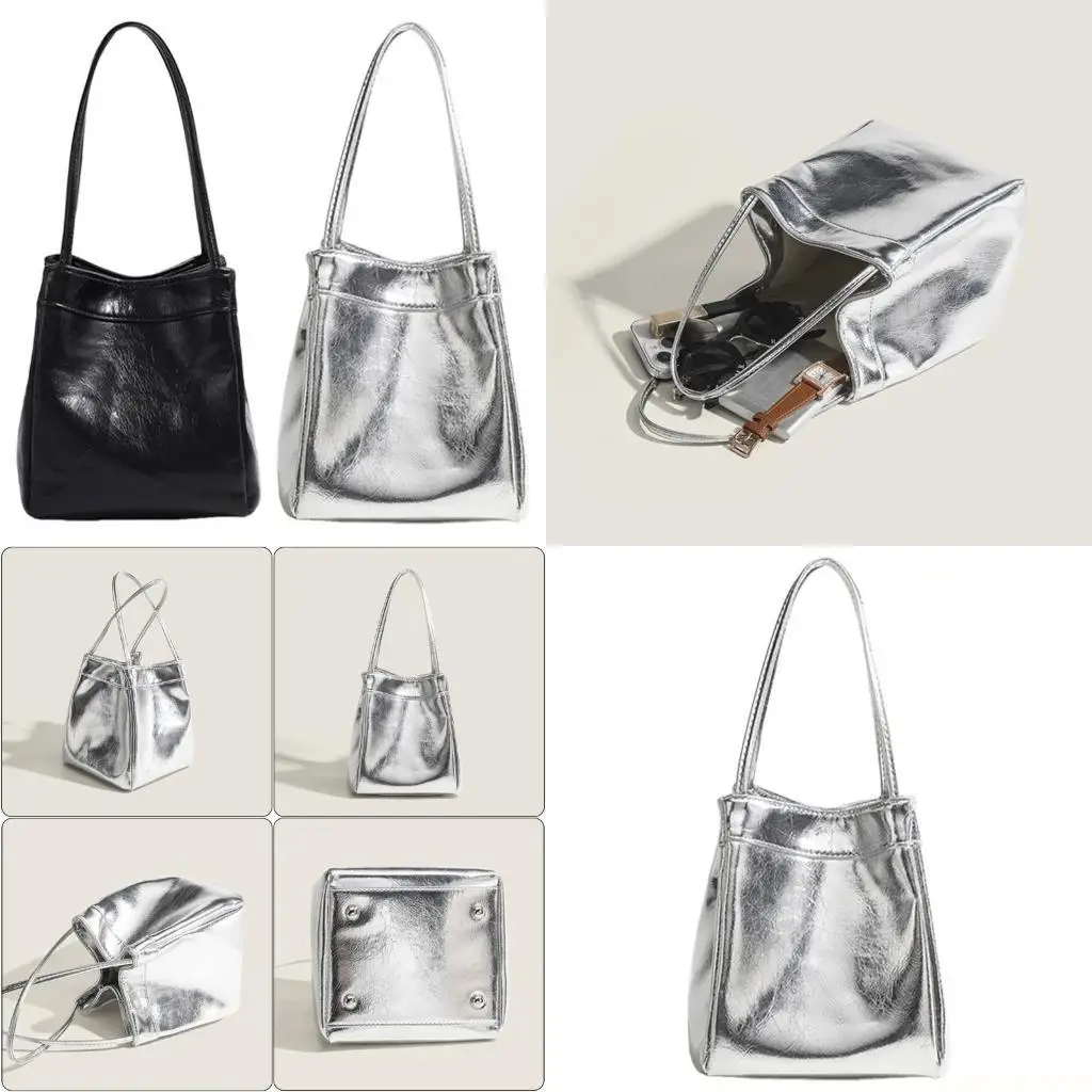 

X90D Women Underarm Bag Bucket Bag Armpit Bag PU Leather Shoulder Bag Top Handle Bag