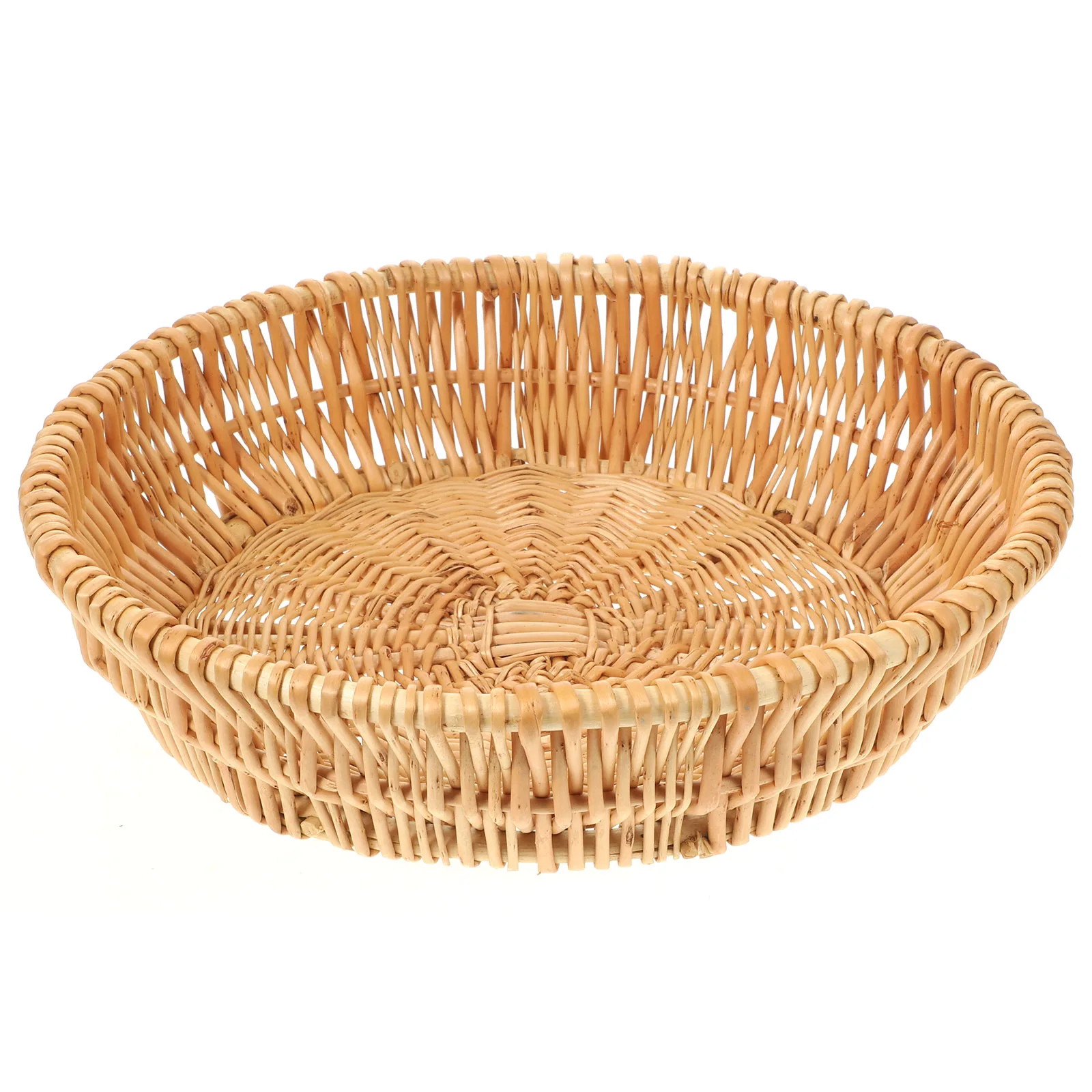 

Rattan Storage Basket 30cm Handwoven Wooden Large Capacity Kitchen Fruit Snack Bread Container Woven Decorative Household