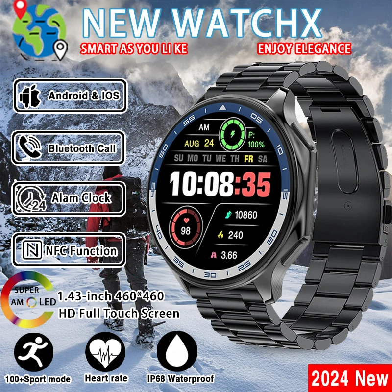 

2024 New Ultimate Watch X Sports Health Smart Watch Men Music Video playback Clock AI Voice Bluetooth Call 1.43 inch Smartwatch