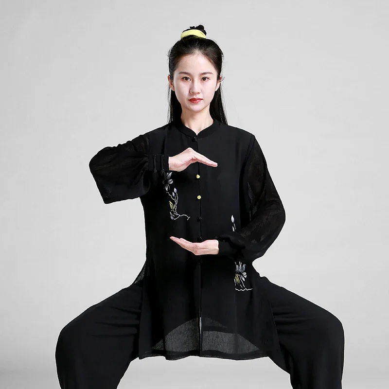 

Kung Fu Dress Wushu Clothing Tai Chi Clothes Martial Art Uniform Women And Men Unisex Kun Master Hand-painted Black 2023 New