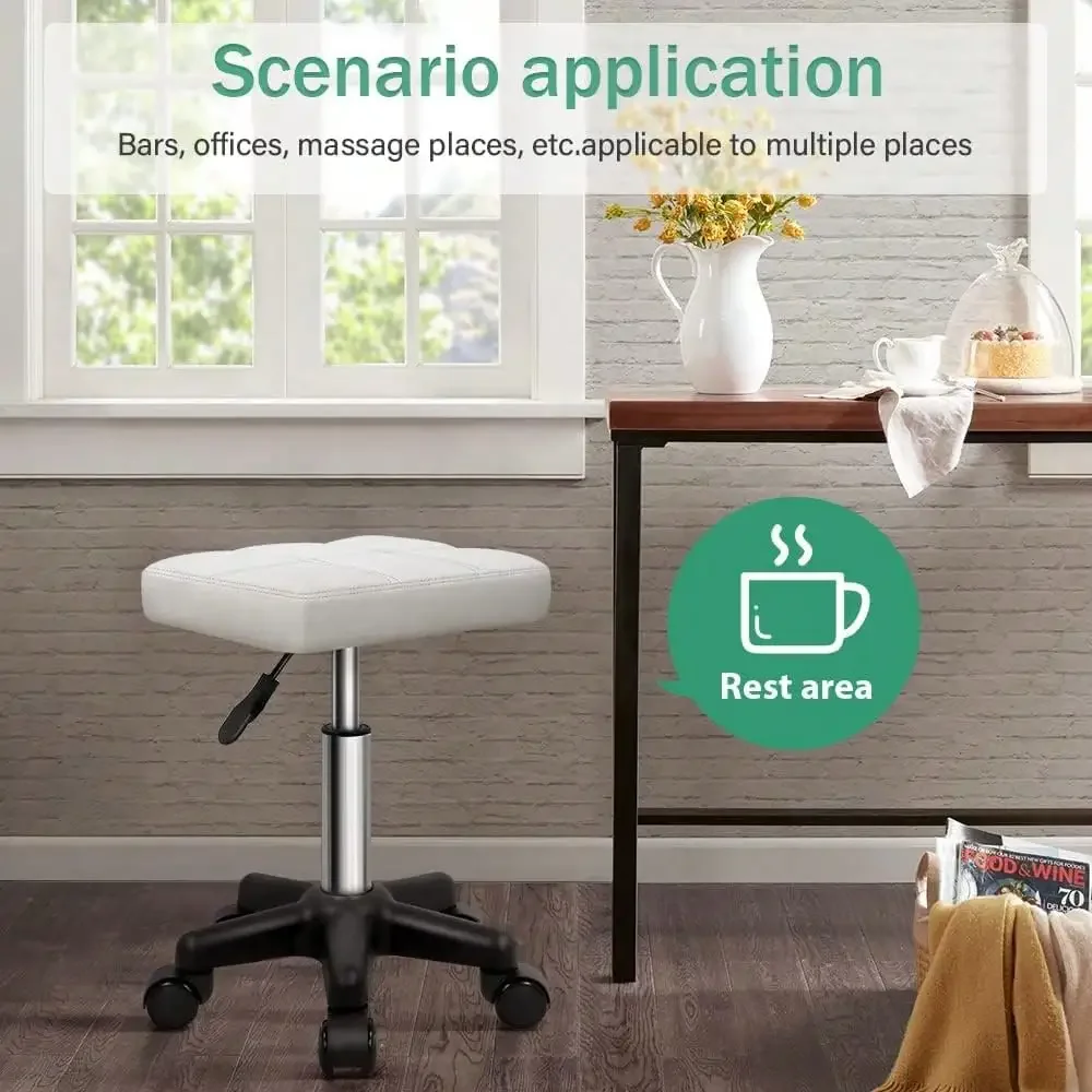 

Прямоугольный вращающийся стул на колесиках с регулировкой высоты для спа-салона, массажа, белый-015