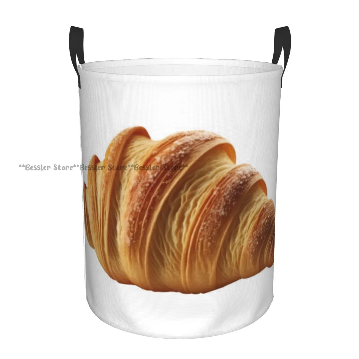 

Croissant Background Waterproof Storage Bag Household Dirty Laundry Basket Folding Clothes Organizer