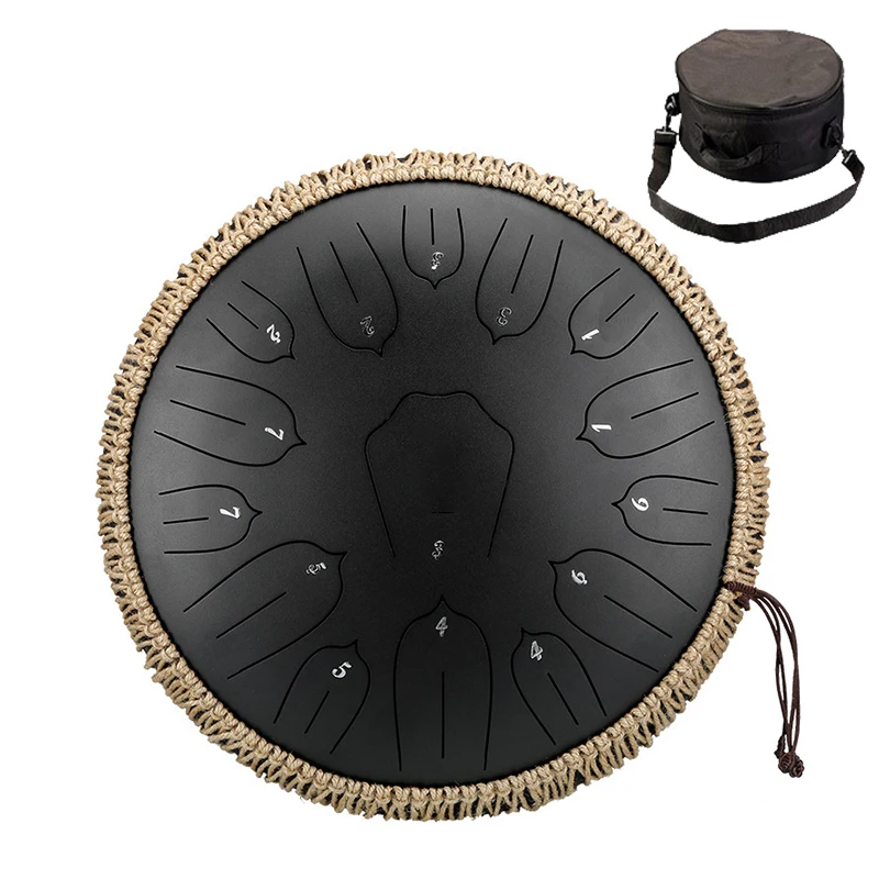 Hluru Muziekdrum 13 Inch 15 Noten Glucophone Steel Tongtrommel 15 Noten D Toon Etherische Drum Percussie Muziekinstrumenten