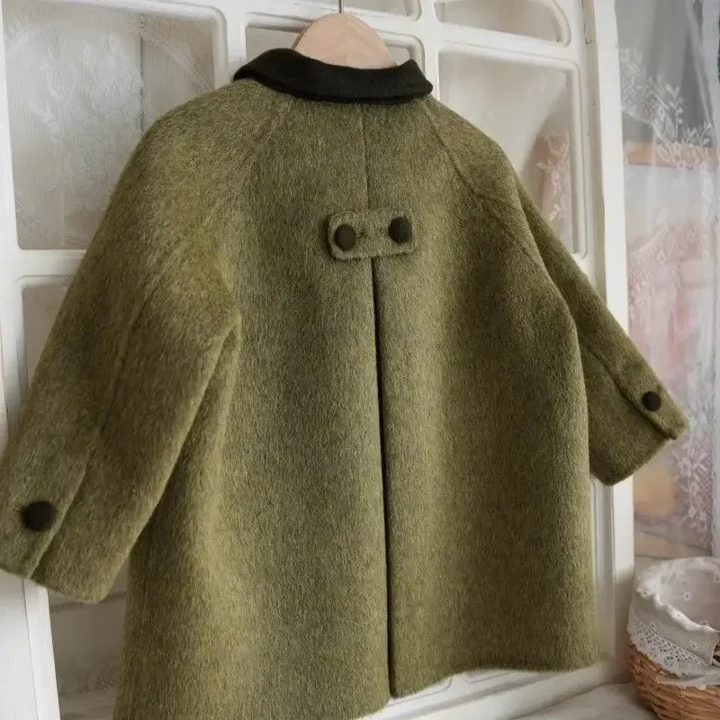 Manteau en laine double face pour enfants, vêtements à la mode, hiver, nouveau, 2025