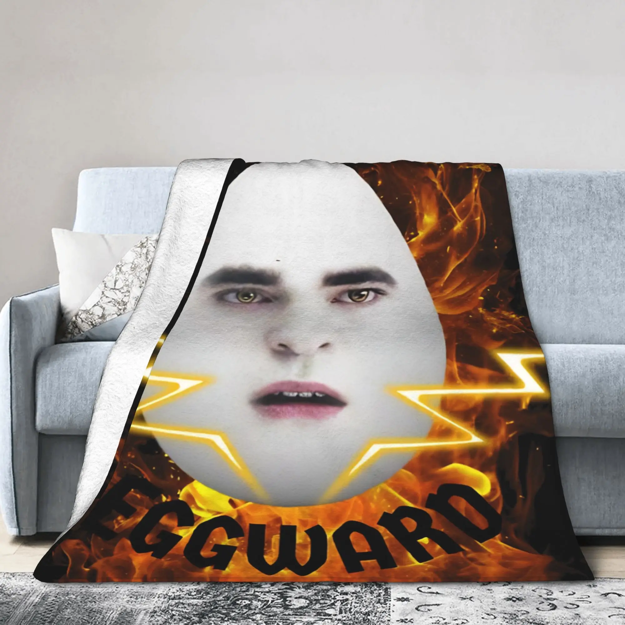Eggward Fire Funny Meme Knitted Blanket Twilight Edward Cullen  Wool Throw Blanket Summer Air Conditioning Soft Warm Bedspreads
