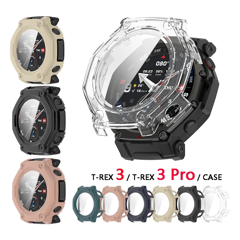 

PC Protective Case Cover For Huami Amazfit T-Rex 3/ T-Rex 3 Pro 48mm Shockproof Full Screen Protector Shell / Tempered Film