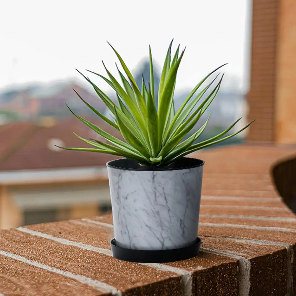 Small 6 Inch Modern Planter for Indoor Plants Plastic Flower Pot with Drainage Hole And Saucer Home Office Decor