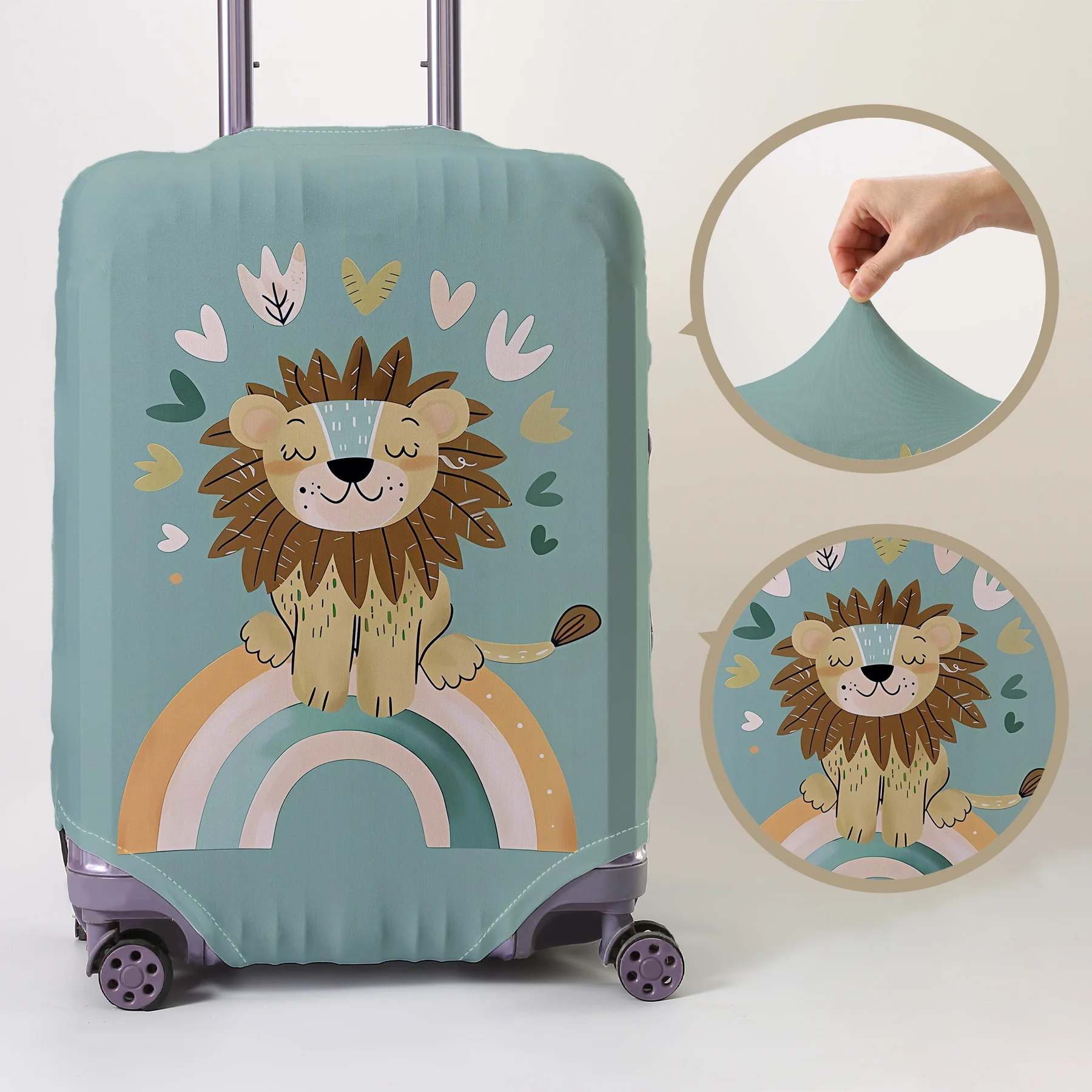 Rainbow lion pattern luggage protection cover, suitable for 18-32 inch luggage covers, luggage handle gloves, travel accessories