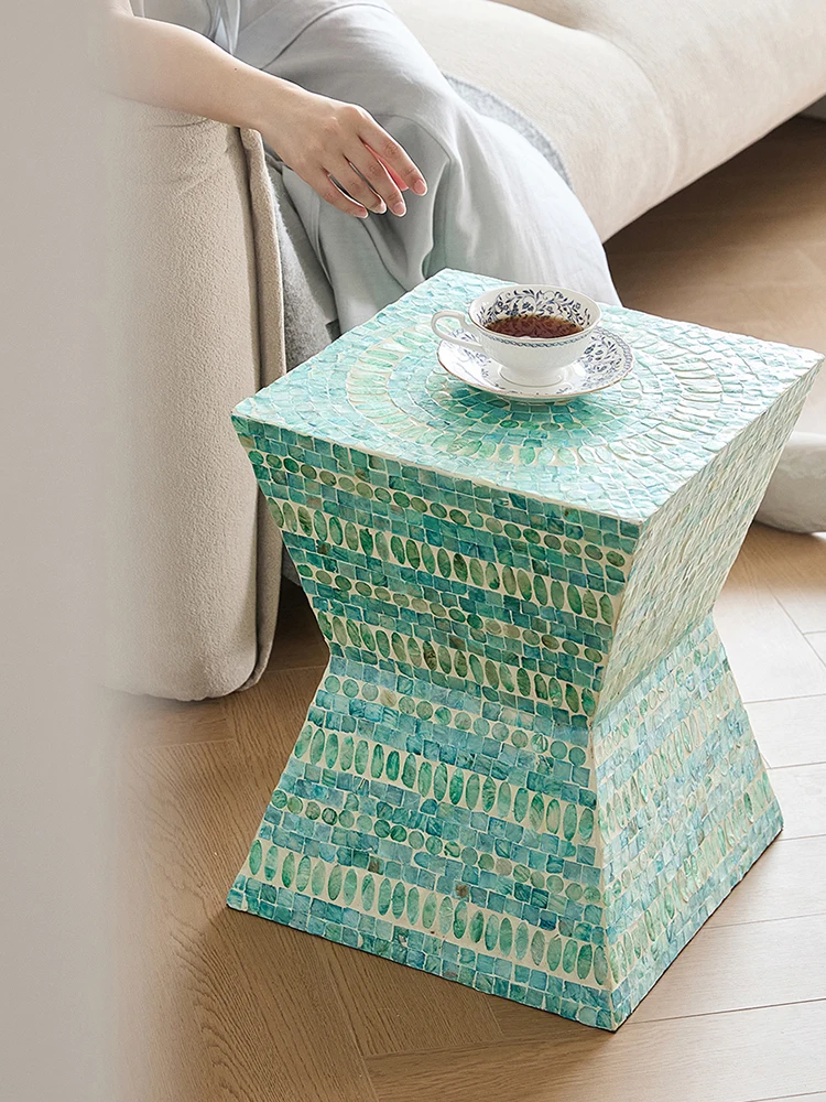 Home Decor,Manual Shell Coffee Tables Luxury Living Room TV Cabinet Sofa Side Corner Table Decoration Pedestal Stool
