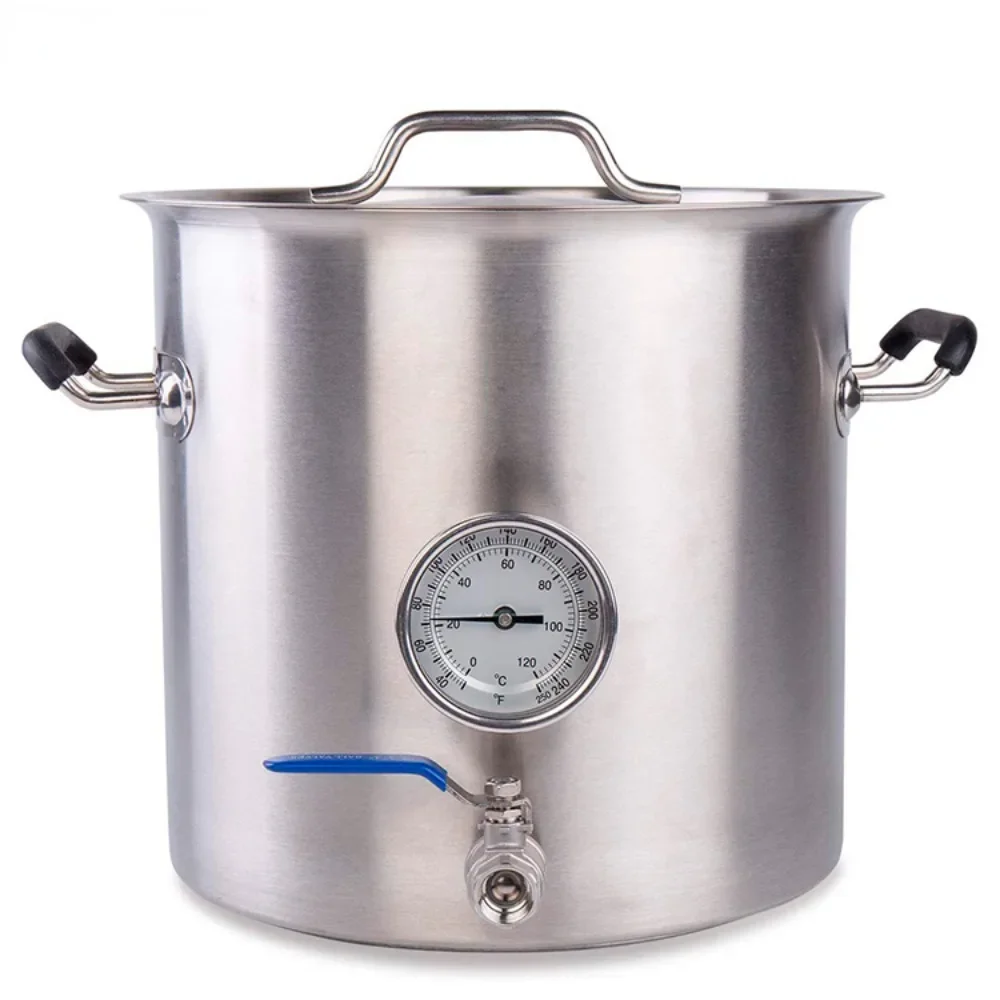 Stainless Steel Tri-Clad Bottom Brew Kettle Pot Satin Finish with lid cover Home Beer Brewing Equipment 8 Gallon