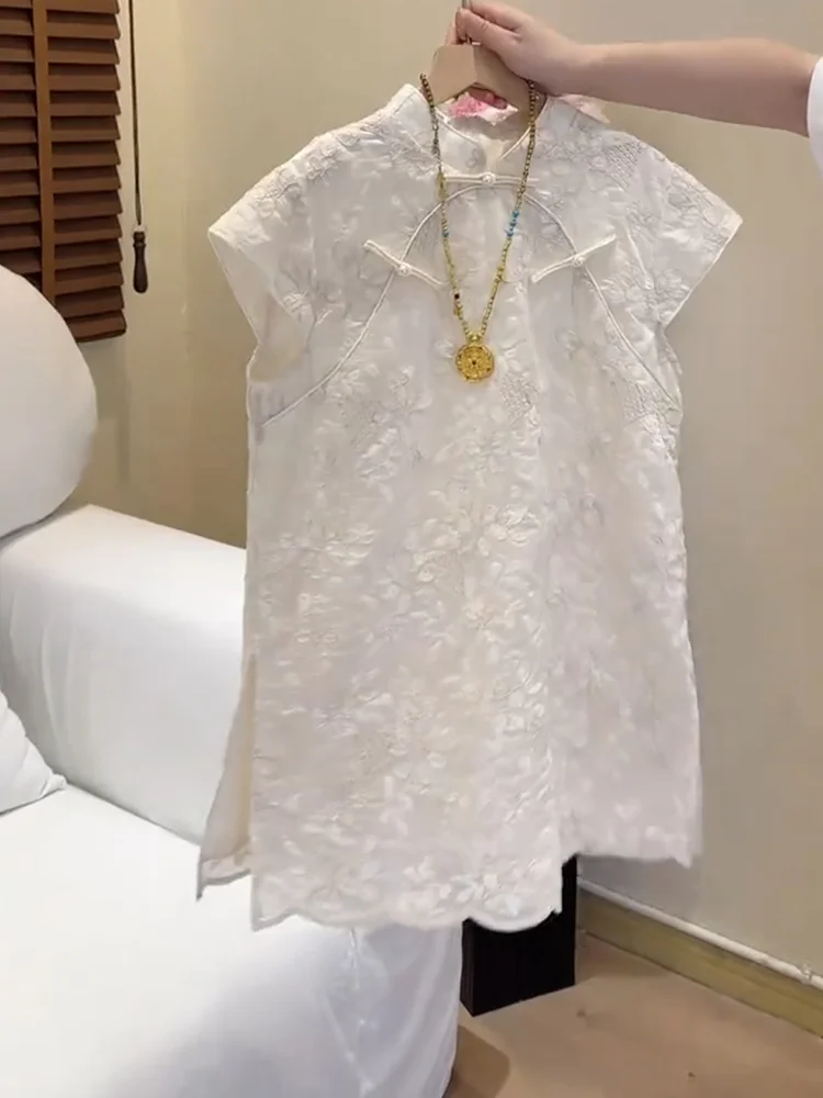 

Ele Embroidered Heavy Work Top Women's Faion Summer New plus Size Slimming irt Chinese Sle Casual Loose Fit T-irt