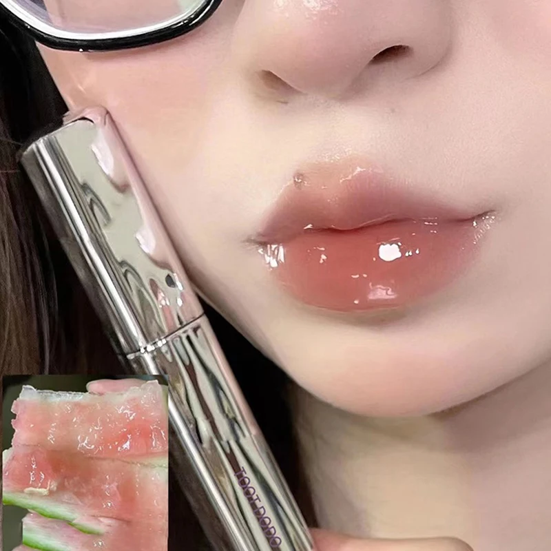 Floral Center Mirror Lip Gloss Bright Non Oily Moisturizing High Color Rendering Watery Lips Long Lasting Lip Makeup Cosmetics