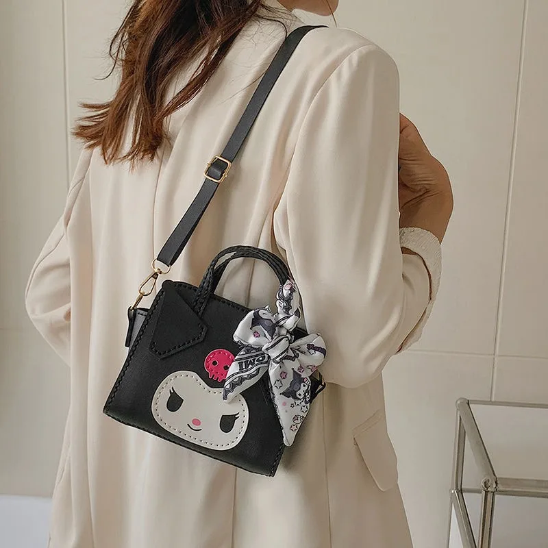 Sanrio Kuromi Minha Melody DIY Handmade Bag, Cartoon Cinnamoroll, Crossbody PU Shoulder Bag, brinquedo costurado à mão para crianças, presente bonito, zíper