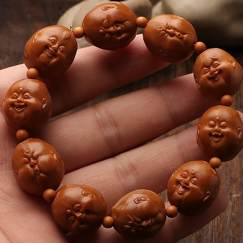 

Crafts Olive Nut Carved Handmade Very Happy Iron Core Life All Kinds of Smiling Face Bracelet Cute Maitreya Buddha