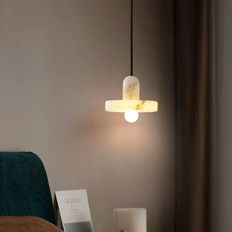 Luxury Calacatta Marble Pendant Lamp, Minimalist Designer Chandelier for Bedroom, Dining, Bar, Elegant Hotel Decor