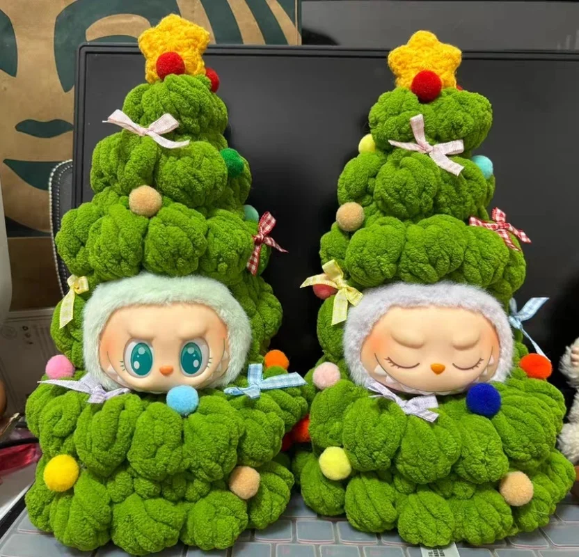 Material Package Knitted Crochet Christmas Tree Doll Clothes For Mini 10cm Doll Hand Woven Diy Material Ornament Decorative Gift
