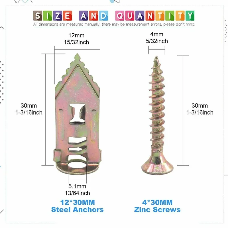 50/100 قطعة المراسي الحفر الذاتي مسامير قرع أنواع التوسع مسامير أداة الكربون الصلب المسمار الجصي جدار تحديد المكونات