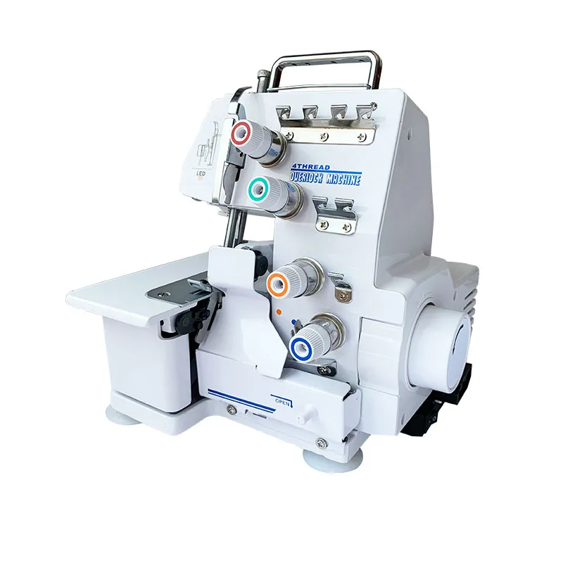 Mini Domestic Overlock Sewing Machine 4 Threads with Led Light Electric Desktop Overlock Sewing Machine Edge Binding Machine