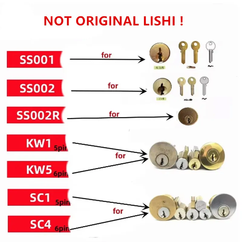 Lishi STYLE  2 in 1 Tool SC4 SS001 SS002 PRO  KW1 KW5 SC1 Locksmith Tools for Home Door Civil Locks