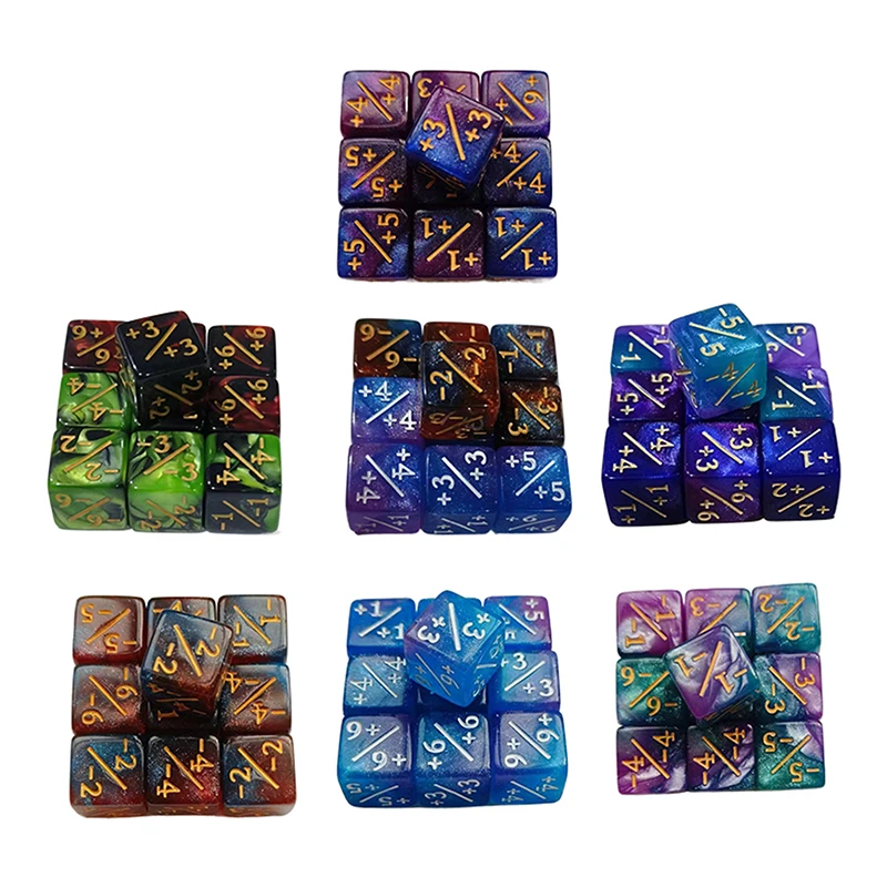 10 pezzi Set di dadi a sei lati contatori D6 + 1/+ 1 e-1/-1 Set per l'insegnamento della matematica accessori per giochi giocattoli aritmetica per bambini