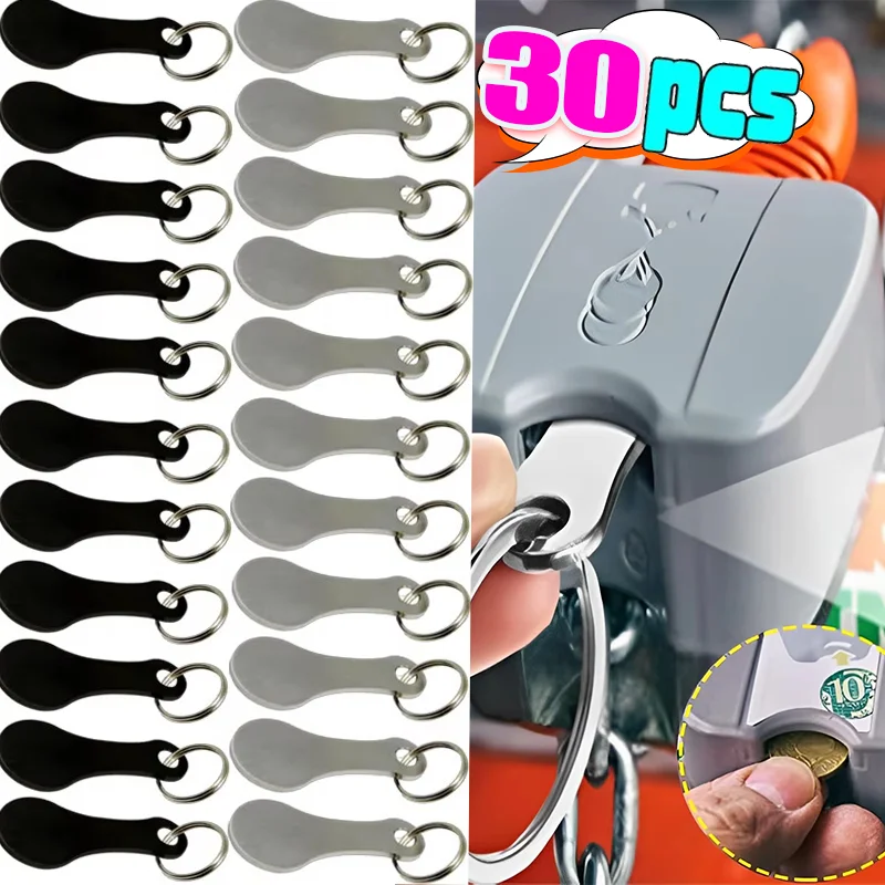 Key Rings With Tokens 3-30pcs Metal Shopping Cart Tokens Trolley Token Key Ring Decorative ...
