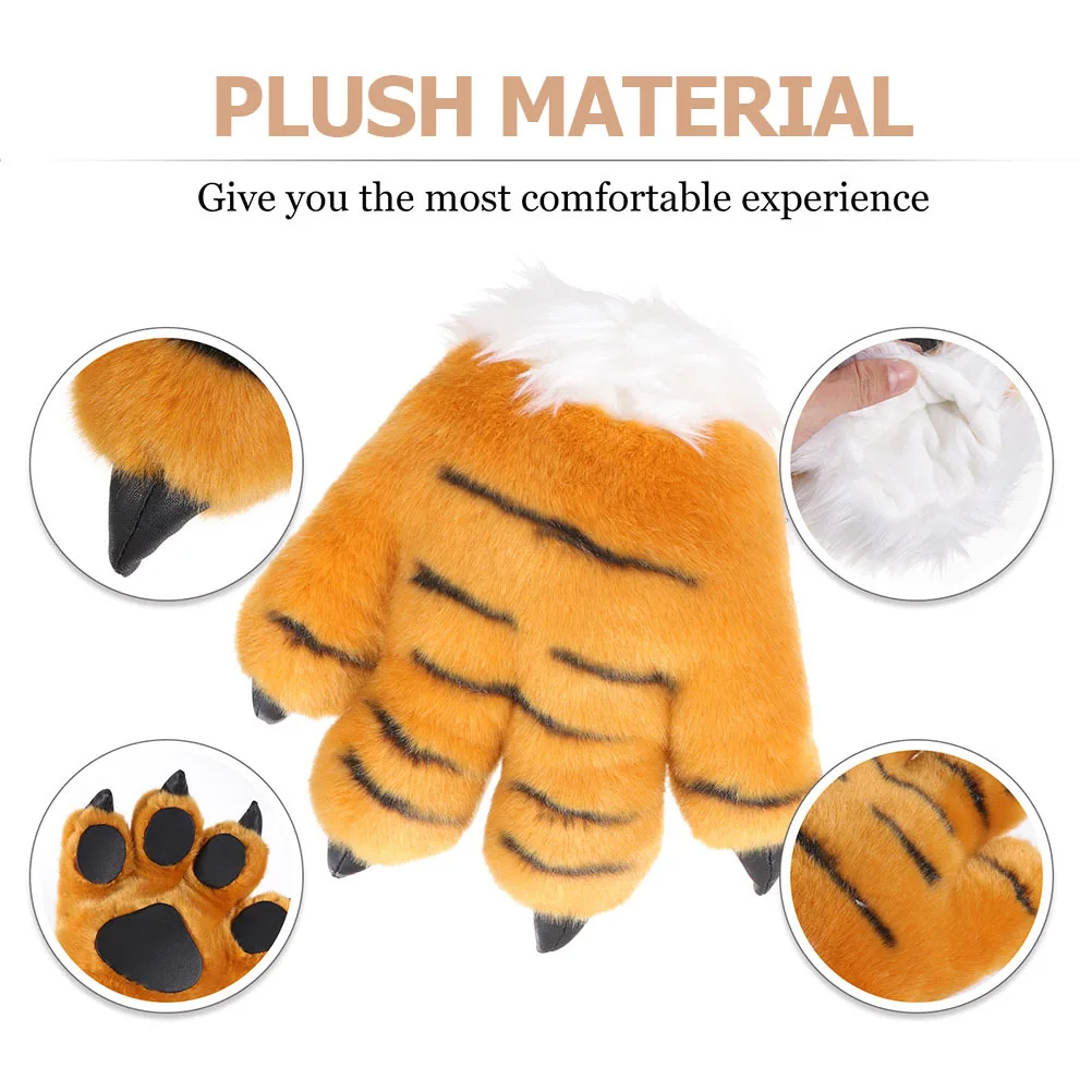 1Set Tijger Cosplay Props Kit Zachte Comfortabele Poot Handschoenen Hoofdband Staart voor Kids Party Cosplay Verjaardag Kostuum Accessoire
