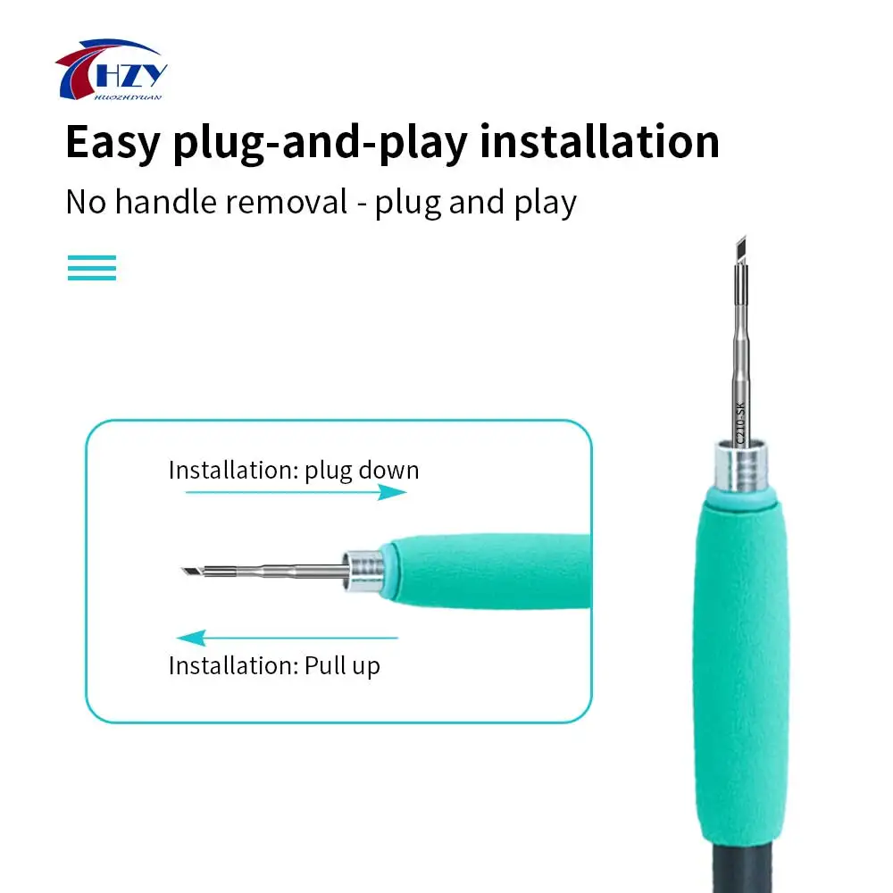 HZY C210 Soldering Iron Tips Welding Tools K/SK/I/IS Universal 210 Handle Electric Soldering Iron for T210 Soldering Station Kit