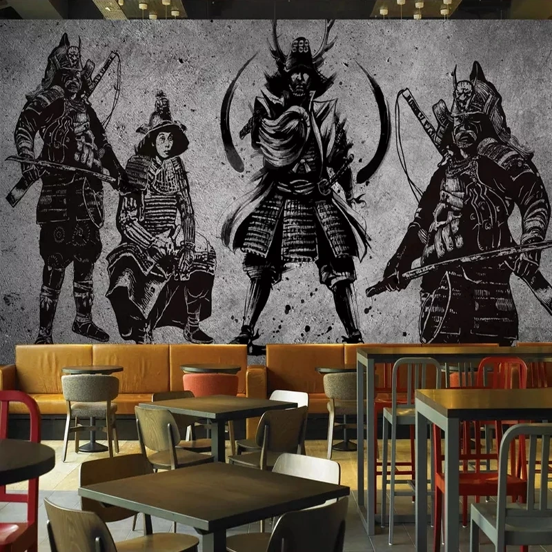 Custom Mural Wallpaper 3D Japanese Samurai Cement Wall Creative Art Restaurant Cafe Living room sofa TV background wall bedroom