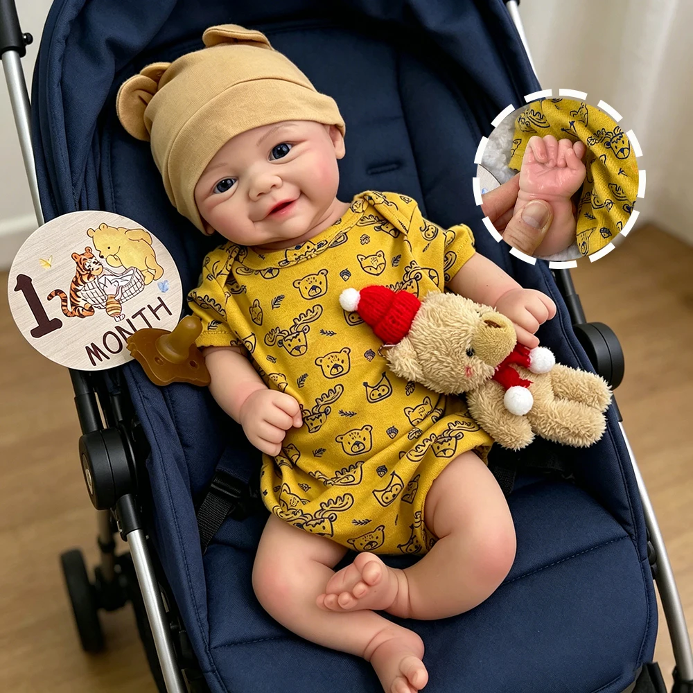 

17-дюймовая силиконовая кукла-реборн с открытыми глазами, ручной работы, с реалистичными деталями кожи, эффектом настоящего прикосновения, моющаяся, эластичная, праздничный подарок