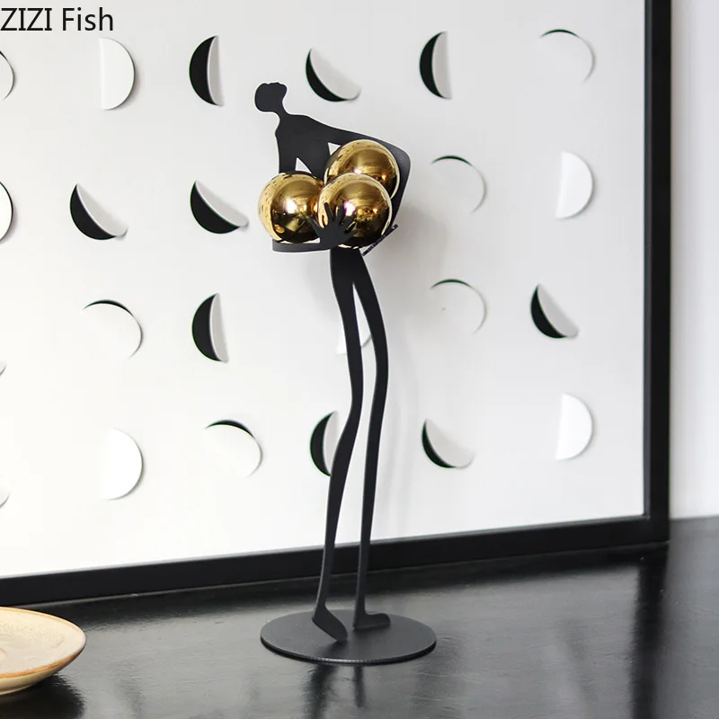 

Creative Figure Sculpture Crafts Character Ornaments Metal Ball Bearer Statue Desktop Figurines Display Model Decoration Crafts