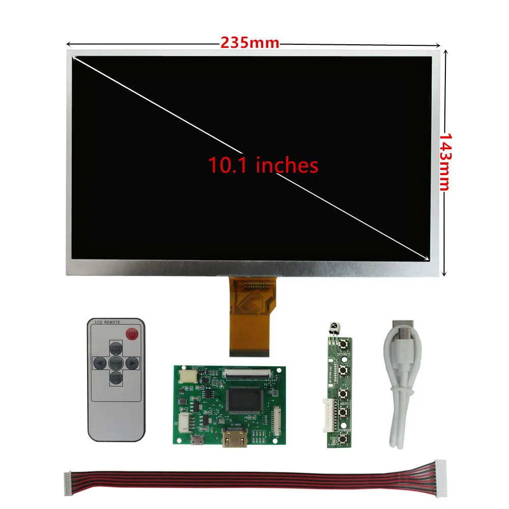 Monitor De Tela LCD, digitalizador Touchscreen Driver Placa De Controle, compatível com HDMI, framboesa laranja Pi 3, 10,1"