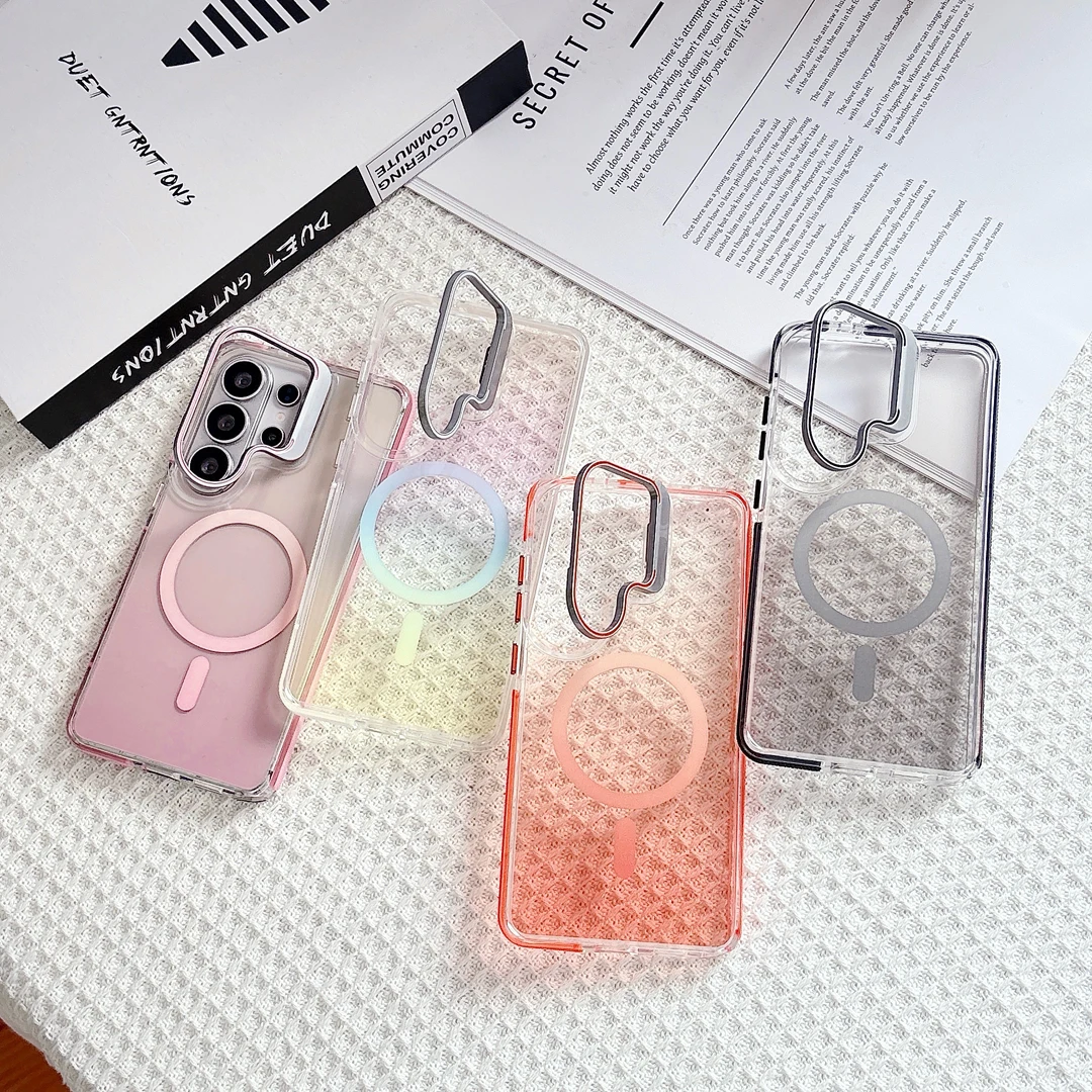 Anti-Slip Anti-Drop Shockproof Lens Bracket Stand Gradient Case For Samsung Galaxy S26 Ultra Plus Magnetic Wireless Charge Cover