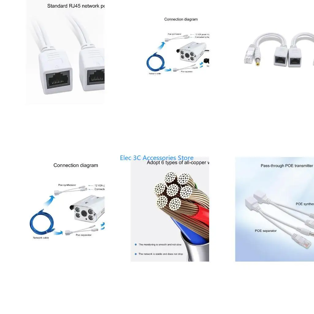 Y51A Ethernet Passive PoE Injector and Splitter with RJ45 DC5.5x2.1 mm Connectors For Networking Ethernet Power Extension