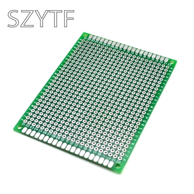 Placa PCB HASL con espaciado lateral, 6x8 CM, 1,6mm de espesor, 2,54 MM, 2,0 MM, 1,27 MM