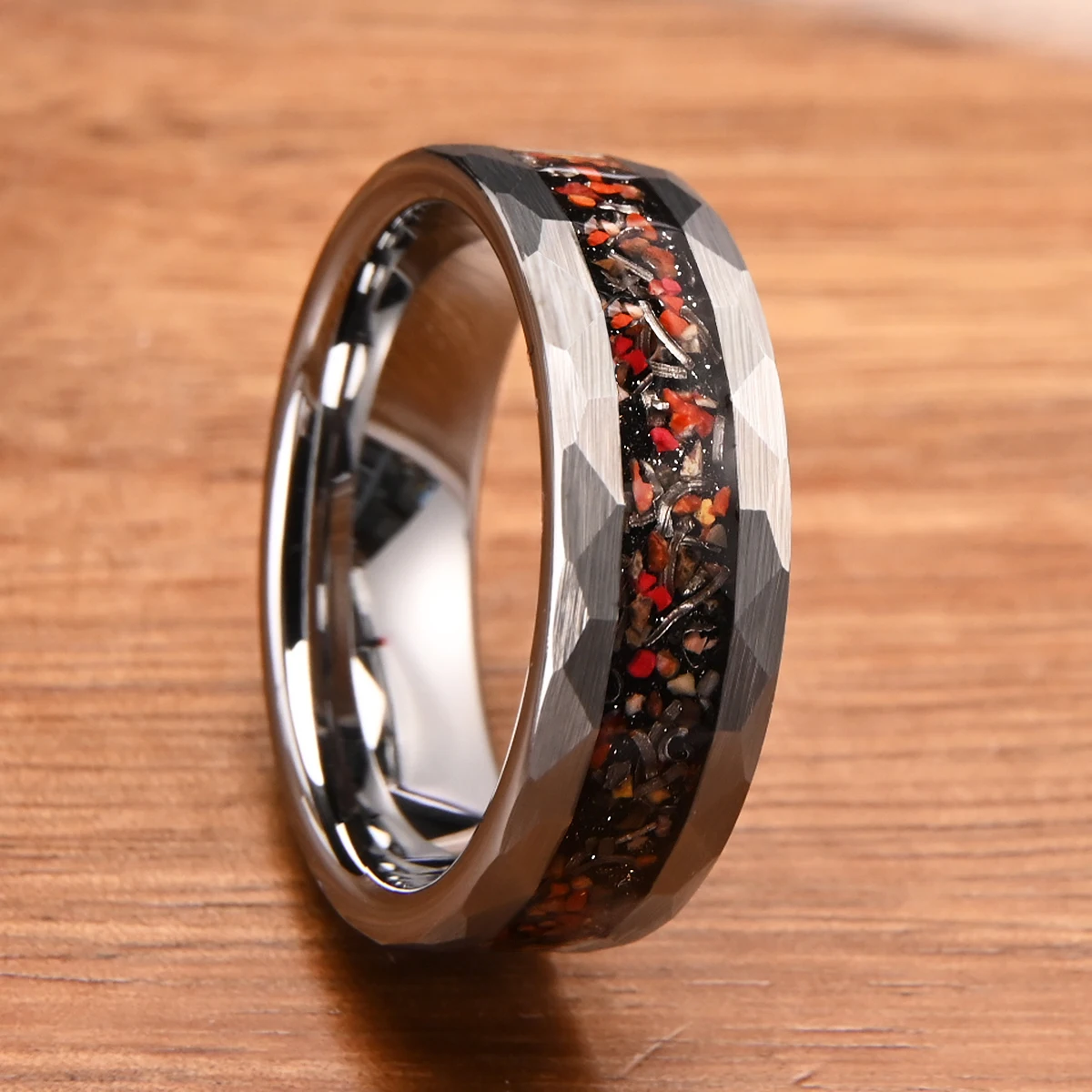 8mm Wolframkarbid-Verlobungsring für Herren, Punk-Ring, Herrenring, Paar-Ring, Dinosaurierknochen, Paar-Eheringe – Detail 5