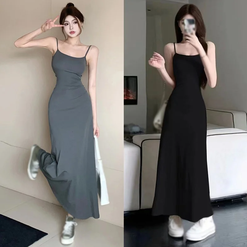 Women's Dress Solid Color Summer Layered Underneath Slimming Suspender Dress