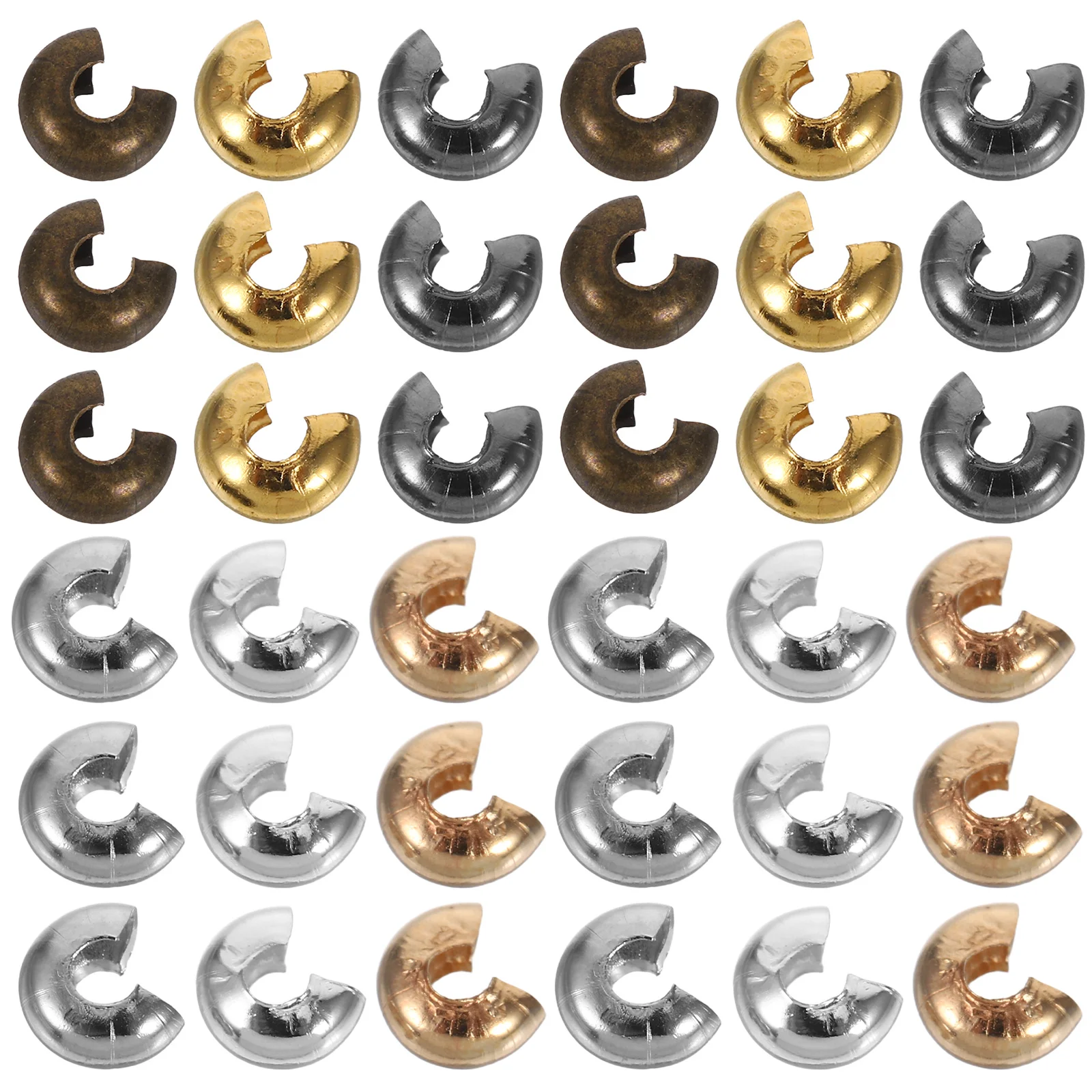 

300Pcs Jewelry Half Round Crimp Covers Metal Crimp Beads Assorted Color Finishing Beads Secure Clasps for Bracelets Necklaces