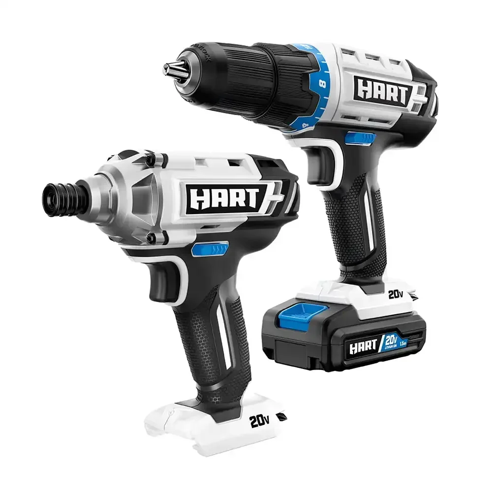 For HART 20-Volt Cordless 2-Piece 1/2-inch Drill and Impact Driver Combo Kit (1) 1.5Ah Lithium-Ion Battery